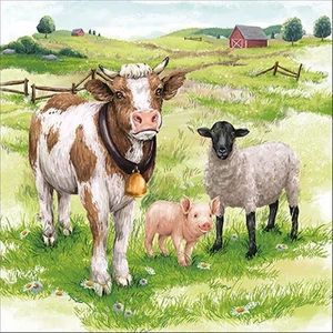 Szalvéta 33x33cm Farm animals 20db-os