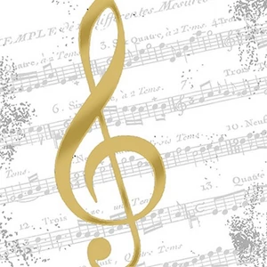 Szalvéta 33x33cm I Love Music gold 20db-os