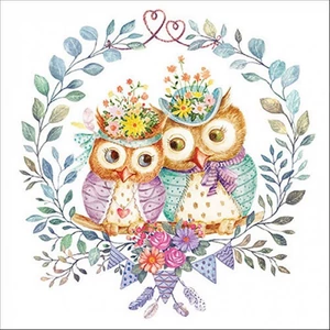 Szalvéta 33x33cm Owl couple in love 20db-os