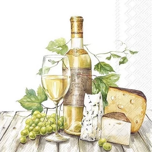 Szalvéta 3rétegű Bor White wine tasting 33x33cm  20db/csomag