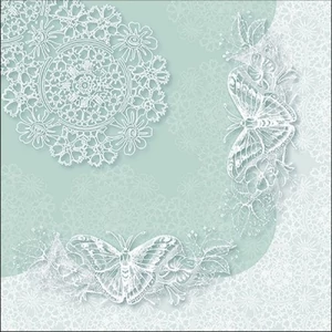Szalvéta Ambiante Butterfly Lace Aqua papírszalvéta 33x33cm,20db-os