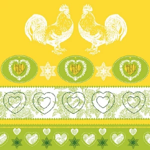 Szalvéta Ambiante Chicken Nature yellow/green papírszalvéta 33x33cm,20db-os