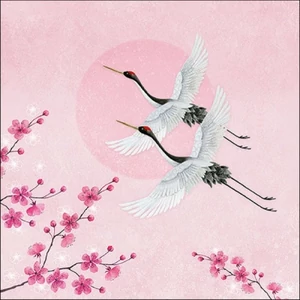 Szalvéta Ambiante Cranes Rose papír papírszalvéta 33x33cm,20db-os