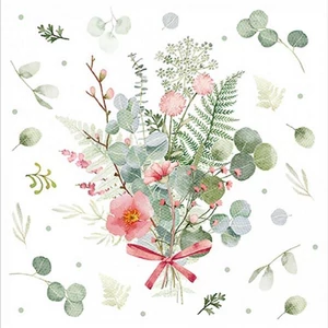 Szalvéta Ambiante Eucalyptus and fern bouquet papírszalvéta 33x33cm,20db-os