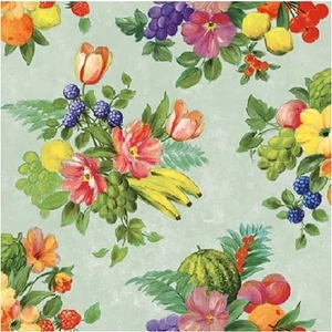 Szalvéta Ambiante Flowers And Fruits Green papírszalvéta 25x25cm,15db-os