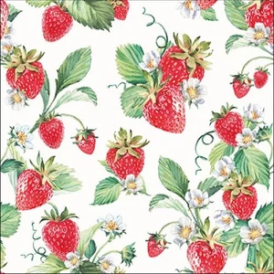 Szalvéta Ambiante Garden Strawberries papír papírszalvéta 33x33cm,20db-os