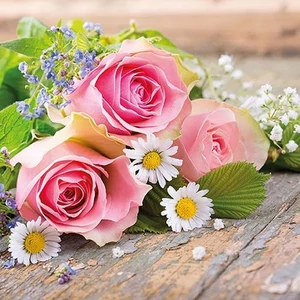 Szalvéta Ambiante Roses Pink papírszalvéta 33x33cm,20db-os