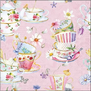 Szalvéta Ambiante Tea cups pink papírszalvéta 25X25cm,20db-os