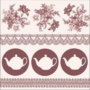 Szalvéta Ambiante Teapots Brown papírszalvéta 33x33cm,20db-os