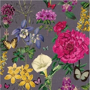 Szalvéta Ambiente 25x25cm Botanical Florals Grey 3rétegű 20db/csomag