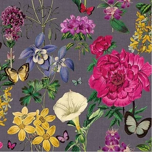 Szalvéta Ambiente 33x33cm Botanical Florals Grey, 3rétegű 20db/csomag