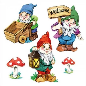 Szalvéta Ambiante Garden Gnomes papír papírszalvéta 33x33cm,20db-os