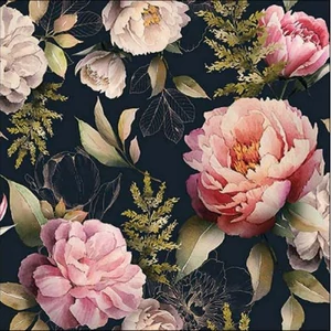 Szalvéta Ambiante virágos Peonies composition black papírszalvéta 33x33cm,20db-os
