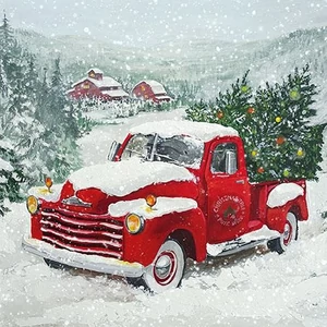 Szalvéta Ambiente Christmas Truck 33x33cm, 3rétegű, 20db/csomag 33313550 Karácsonyi szalvéta.