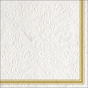Szalvéta Ambiente Elegance Lea White/Godl dombornyomott papírszalvéta 33x33cm, 15db-os