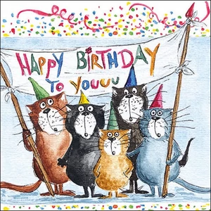 Szalvéta Ambiante Cats Birthday papír papírszalvéta 33x33cm,20db-os