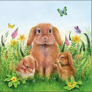 Szalvéta Ambiente húsvéti 25x25cm 20db/csomag 3rétegű Rabbit Family