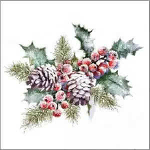 Szalvéta Ambiente karácsonyi 25x25cm, 20db/csomag 3rétegű Holly and Berries