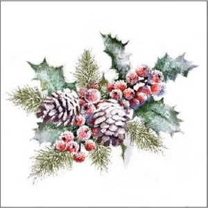 Szalvéta Ambiante Holly and Berries papír papírszalvéta 25x25cm,15db-os