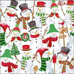 Szalvéta Ambiante karácsonyi Snowman Party papírszalvéta 25x25cm,15db-os