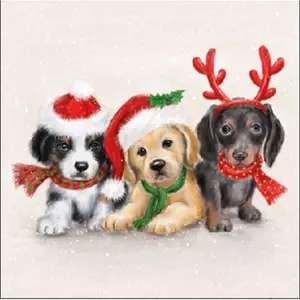 Szalvéta Ambiente karácsonyi 25x25cm 3rétegű, 20db/csomag Sweet Dogs