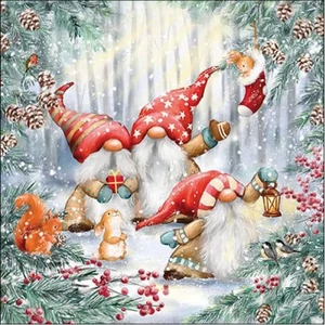 Szalvéta Ambiante Gnomes snowy forest papír papírszalvéta 33x33cm,20db-os