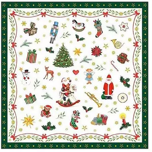 Szalvéta Ambiente karácsonyi Ornaments All Over green 33x33cm 20db/csomag