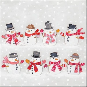 Szalvéta Ambiante karácsonyi Dancing snowmen papír papírszalvéta 33x33cm,20db-os