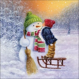 Szalvéta Ambiante Chidl kissing snowman papír papírszalvéta 33x33cm,20db-os