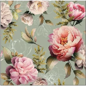 Szalvéta Ambiante Peonies composition green papírszalvéta 25x25cm,15db-os