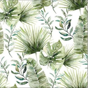 Szalvéta Ambiante Jungle leaves white papírszalvéta 33x33cm,20db-os
