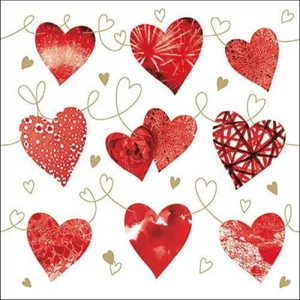 Szalvéta Ambiente szív hearts 33x33 3rétegű, 20db/csomag 13318220