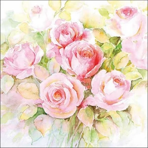 Szalvéta Ambiante Watercolour roses papírszalvéta 33x33cm,20db-os