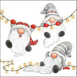 Szalvéta  Gnomes on the light chain white   25x25cm, 20db-os