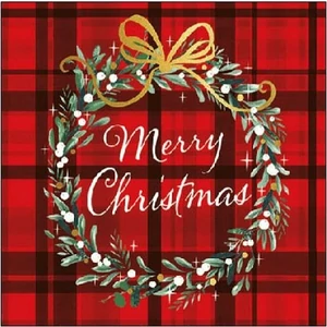 Szalvéta Ambiante Christmas Plaid Red papírszalvéta 25x25cm,15db-os
