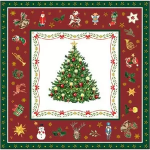 Szalvéta karácsonyi 25x25cm Christmas Evergreen red 3 rétegű 20db/csomag