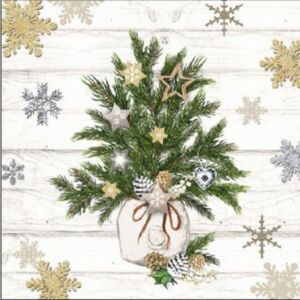 Szalvéta karácsonyi 25x25cm Decorated Branches 20db/csomag 3 rétegű