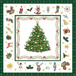 Szalvéta karácsonyi 25x25cm Christmas Evergreen white 3 rétegű 20db/csomag
