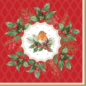 Szalvéta 33x33cm karácsonyi Christmas Berries, 20db-os