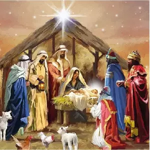 Szalvéta karácsonyi 33x33cm Nativity Collage 20db/csomag 3 rétegű