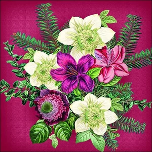 Szalvéta Ambiante Azalea and helleborus red papír papírszalvéta 33x33cm,20db-os