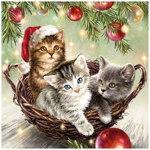 Szalvéta Ambiante Cats in Basket papírszalvéta 33x33cm,20db-os