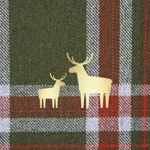 Szalvéta karácsonyi Check and Deer papírszalvéta 33x33cm,20db-os