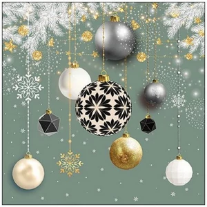 Szalvéta Ambiante Christmas baubles sage papír papírszalvéta 33x33cm,20db-os