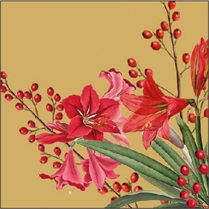 Szalvéta Ambiante Christmas Bouquet Gold papírszalvéta 25x25cm,15db-os