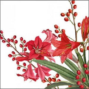 Szalvéta Ambiante Christmas Bouquet White papírszalvéta 25x25cm,15db-os