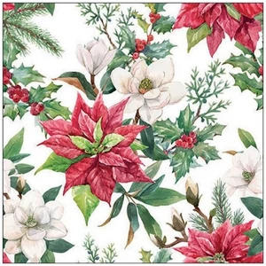 Szalvéta Ambiante Christmas florals papírszalvéta 25x25cm,15db-os