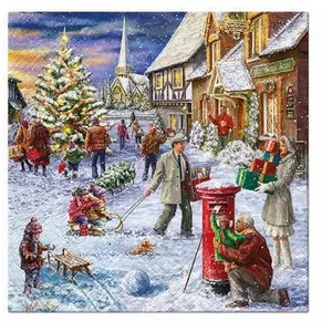 Szalvéta karácsonyi Christmas Postmail 33x33cm, 20db/csomag