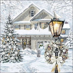 Szalvéta karácsonyi Christmas house 33x33cm 3rétegű 20db/csomag