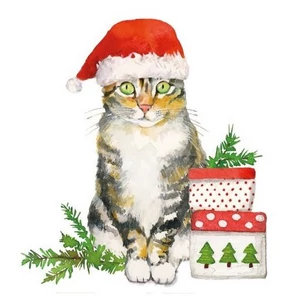Szalvéta karácsonyi Christmas Kitty papírszalvéta 33x33cm,20db-os
